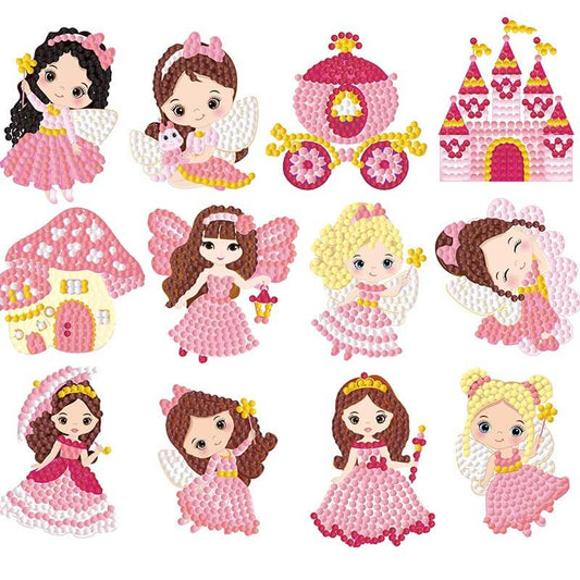 Cartoon Girls In Pink 12 PCS DIY Diamond Painting Stickers Kit