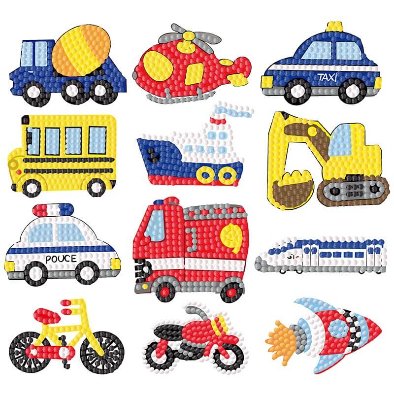 12 PCS Transportation DIY Diamond Painting Stickers Kit