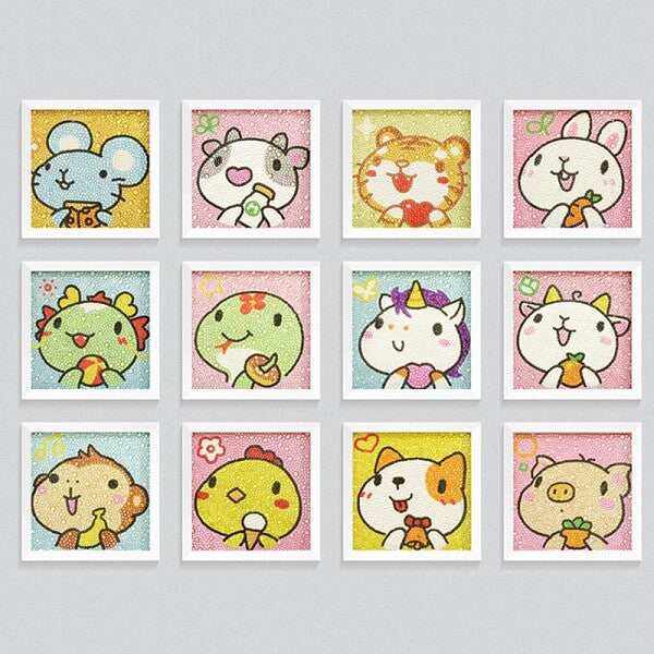 12 Animals Zodiac DIY Diamond Painting For Kids