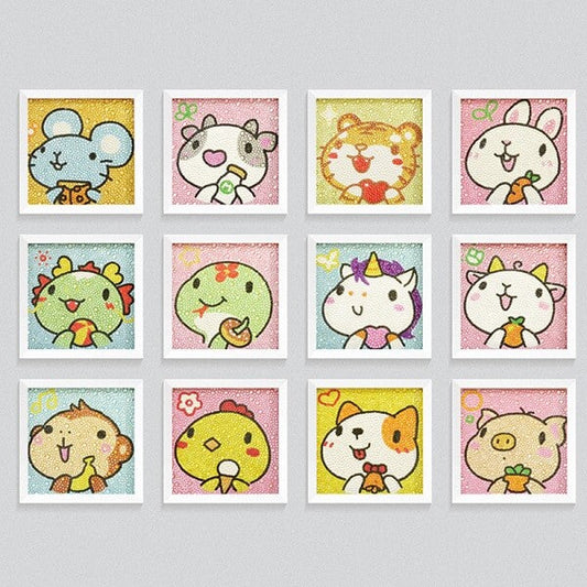 12 Animals Zodiac DIY Diamond Painting For Kids