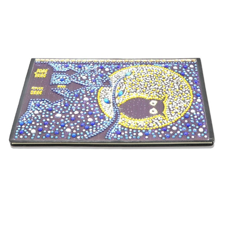 A5 5D Notebook DIY Part Special Shape Rhinestone Diary Book | Owl and Moon