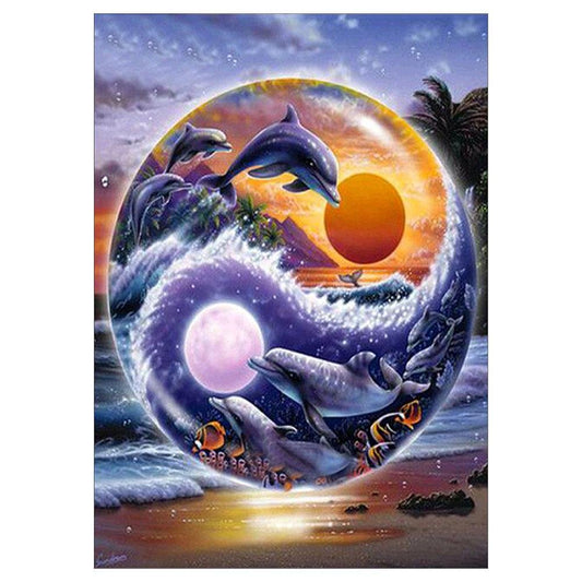 Diamond Painting - Partial Round - Eight-Diagram Dolphin