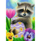 5D Diy Diamond Painting Kit Full Round Beads Racoon Holding Egg