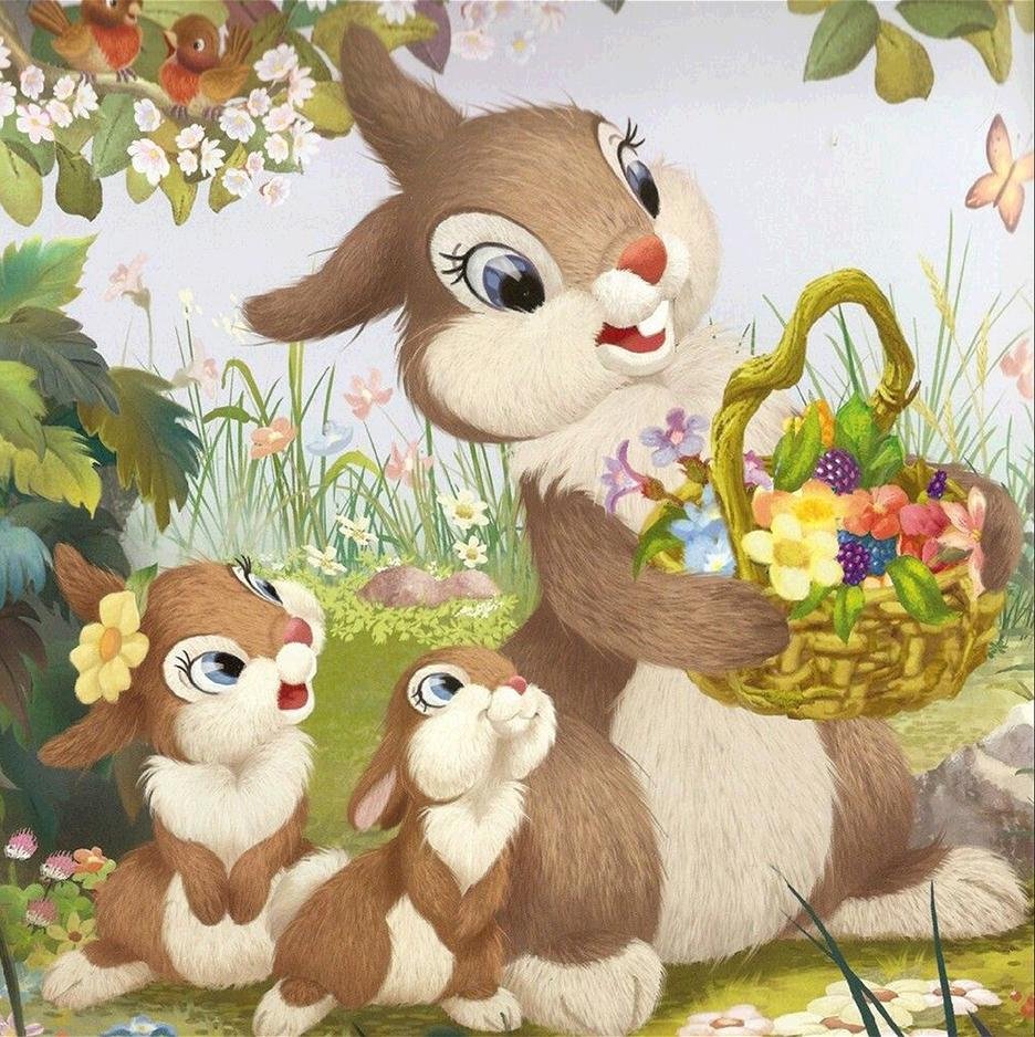 5D Diy Diamond Painting Kit Full Round Beads Happy Rabbit