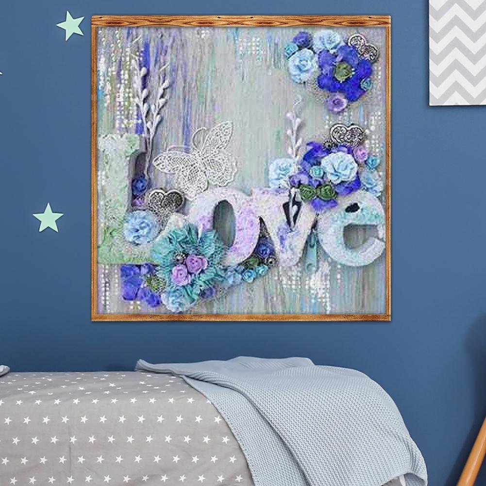Diamond Painting - Full Round - Purple LOVE Flower