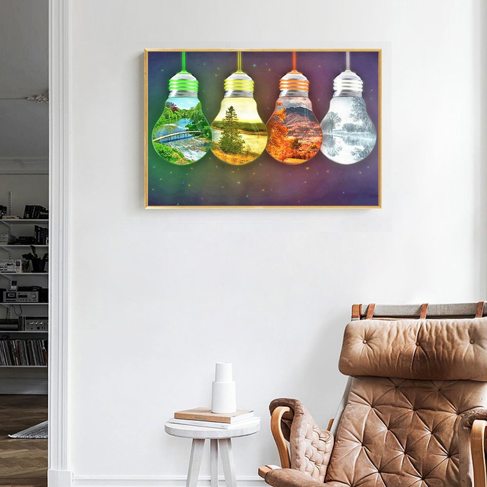 Diamond Painting - Full Round -  Landscape in Light Bulbs