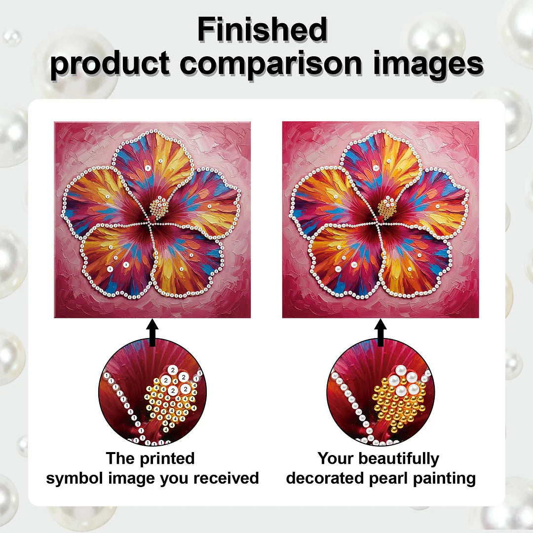 DIY Pearl Painting With Frame - Handmade Self-Adhesive Pearls - Blooming Flowers (25*25cm)