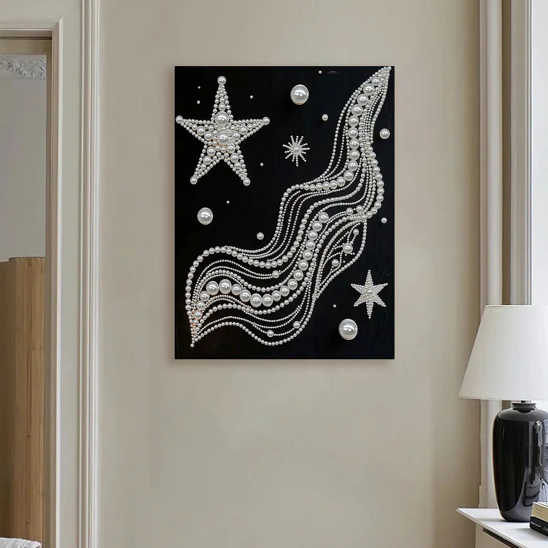 DIY Pearl Painting With Frame - Handmade Self-Adhesive Pearls - Starry Silk (30*40cm) B