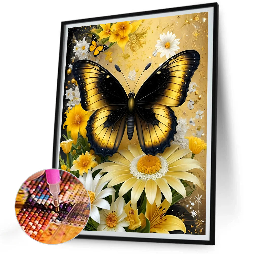 Diamond Painting - Full Round / Square - Daisy Butterfly