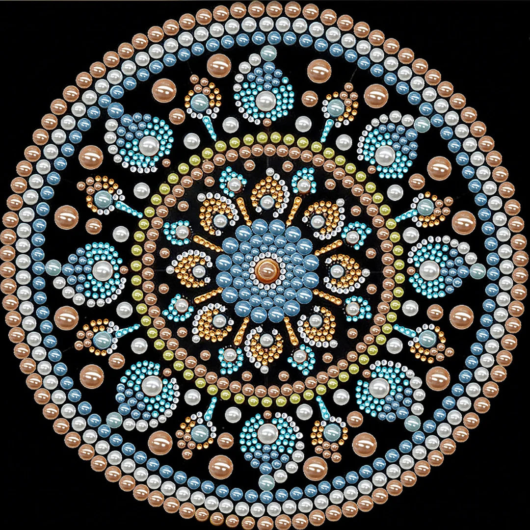 DIY Pearl Painting With Frame - Handmade Self-Adhesive Pearls - Ocean Bead Mandala (25*25cm)