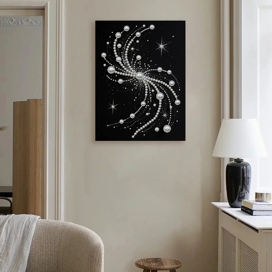 DIY Pearl Painting With Frame - Handmade Self-Adhesive Pearls - S-Shaped Swirl (30*40cm)