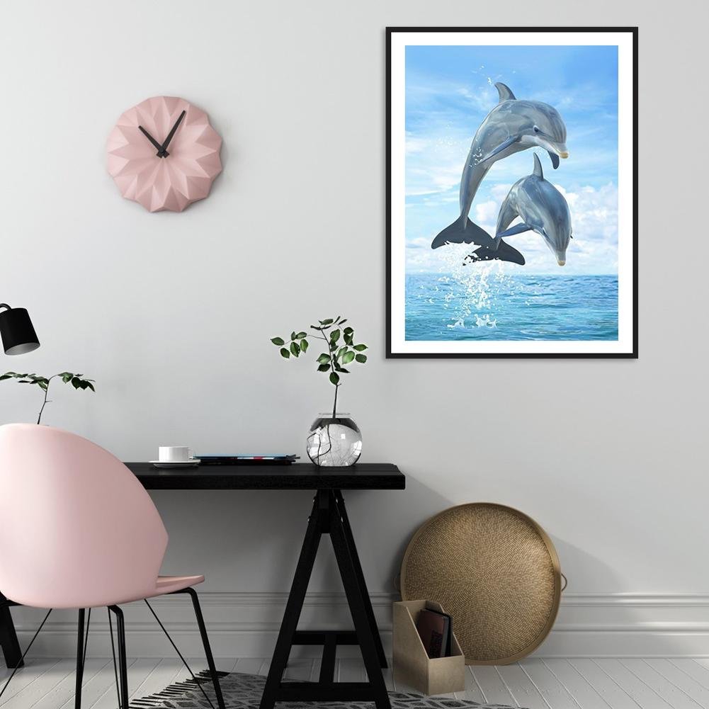 5D DIY Diamond Painting Kit - Full Round - Jumping Dolphin A