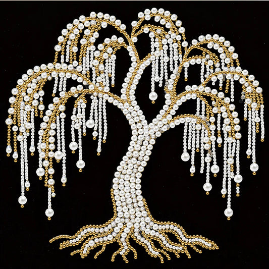 DIY Pearl Painting With Frame - Handmade Self-Adhesive Pearls - Tree (25*25cm) B