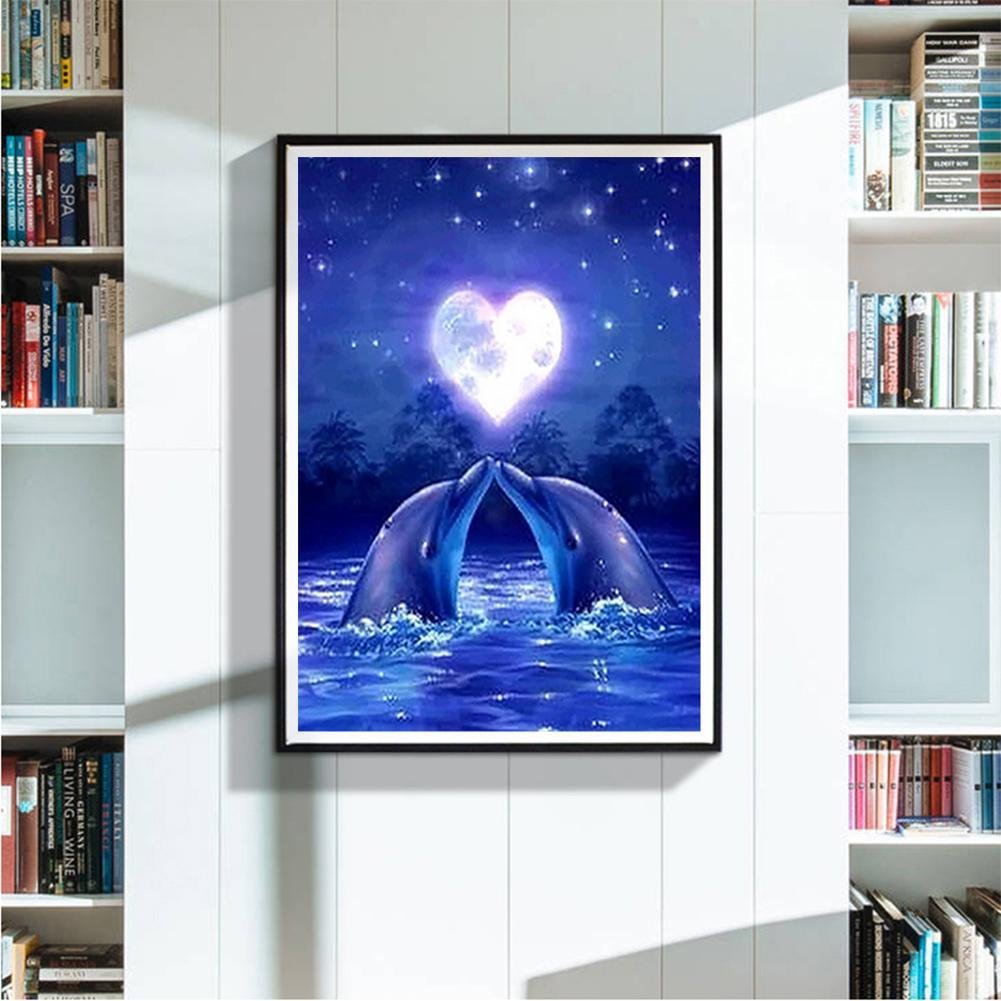 5D DIY Diamond Painting Kit - Full Round - Dolphin Love A