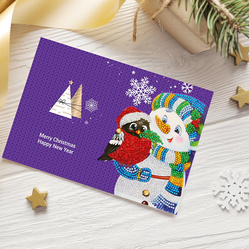 DIY Diamond Painting Greeting Card - Snowman C