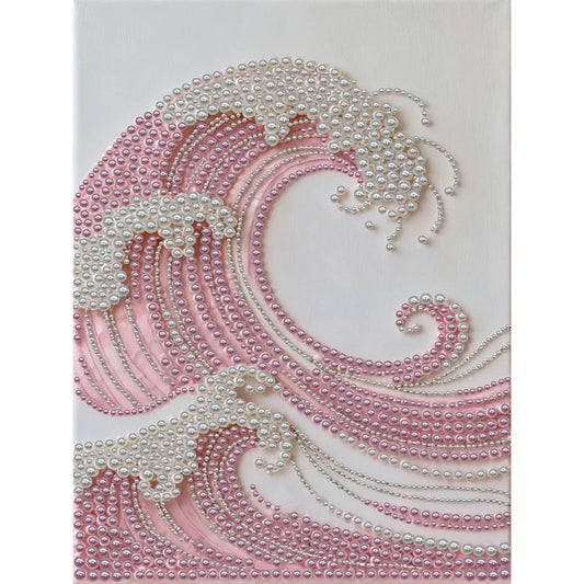DIY Pearl Painting With Frame - Handmade Self-Adhesive Pearls - Waves (30*40cm) D
