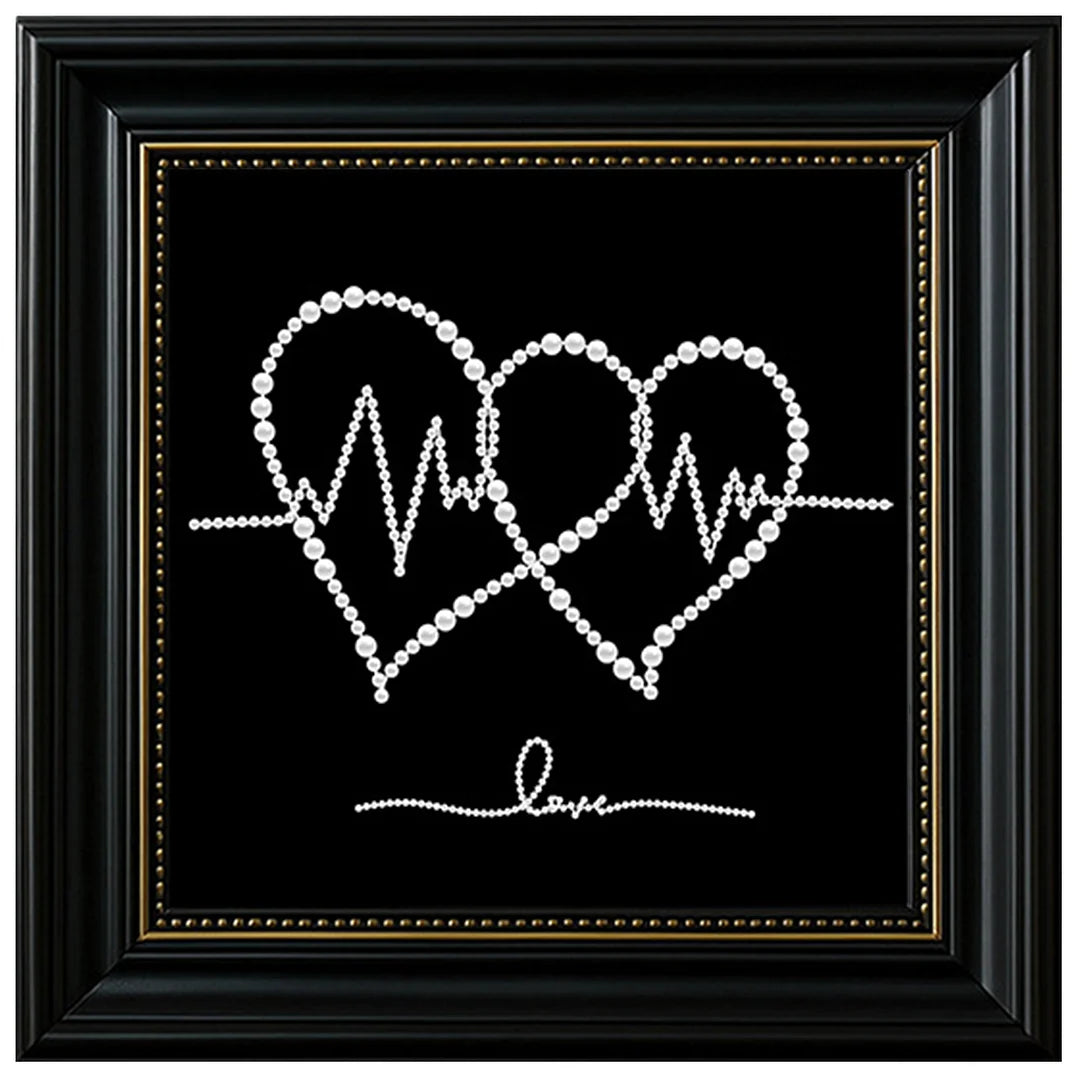 DIY Pearl Painting With Frame - Handmade Self-Adhesive Pearls - Two Hearts (27*27cm)