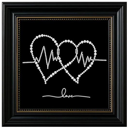 DIY Pearl Painting With Frame - Handmade Self-Adhesive Pearls - Two Hearts (27*27cm)