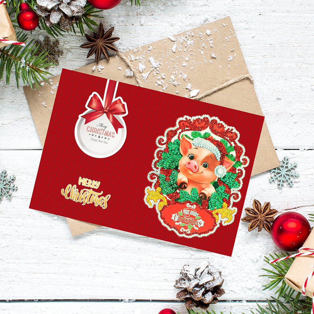 DIY Diamond Painting Greeting Card - Pig A