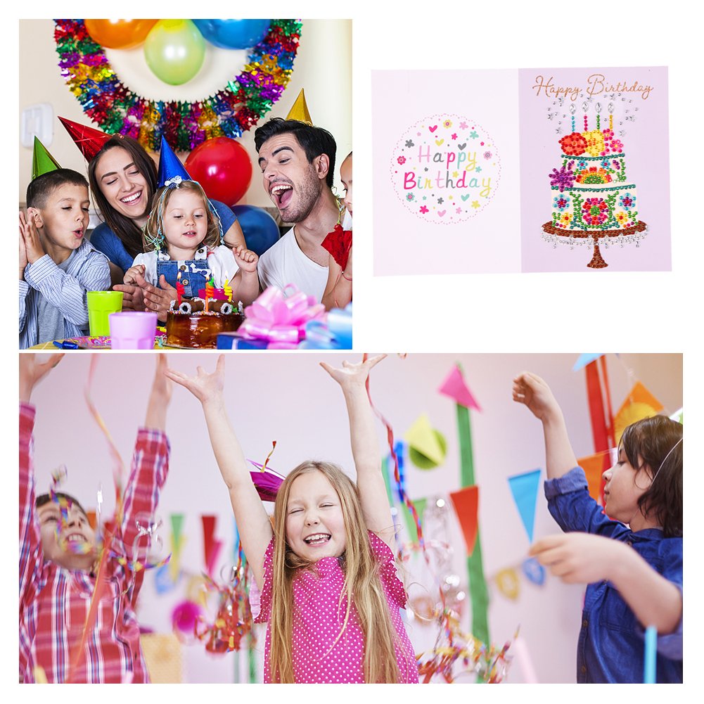 DIY 5D Diamond Painting Happy Birthday Postcard - Cake C