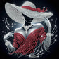 DIY Pearl Painting With Frame - Handmade Self-Adhesive Pearls - Red Dress Lady (30*30cm) A