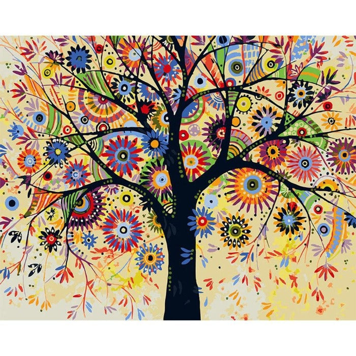 Oil Painting By Numbers Kits Colorful Tree Hand Painted Canvas Wall Picture