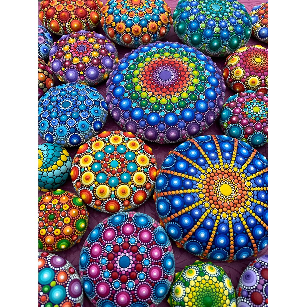 5D Diy Diamond Painting Kit Full Round Beads Stone Mandala