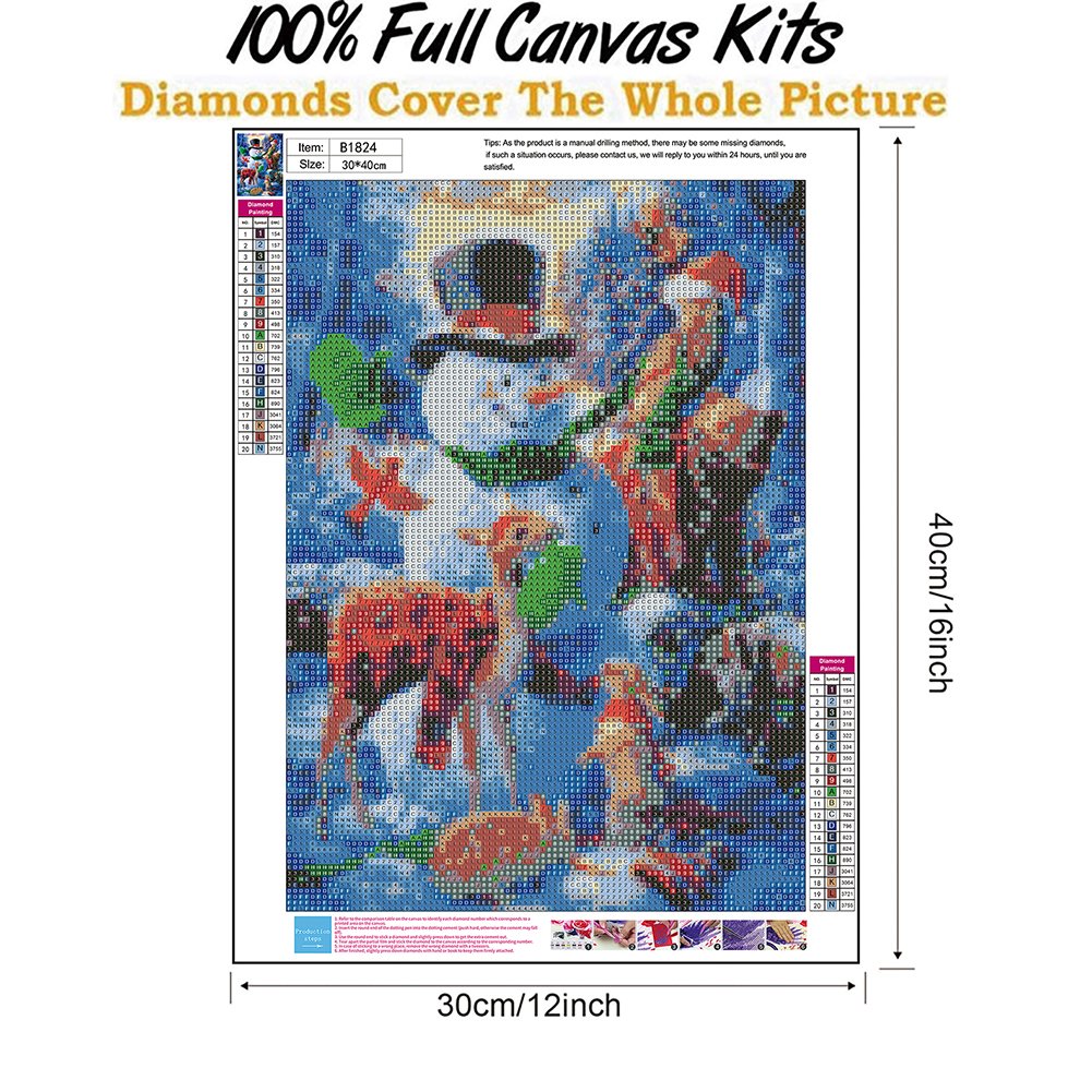 Christmas Diamond Painting - Full Round - Snowman & Animals