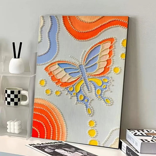 DIY Framed Pearl Painting - Handmade Self - Adhesive Pearls - Butterfly B