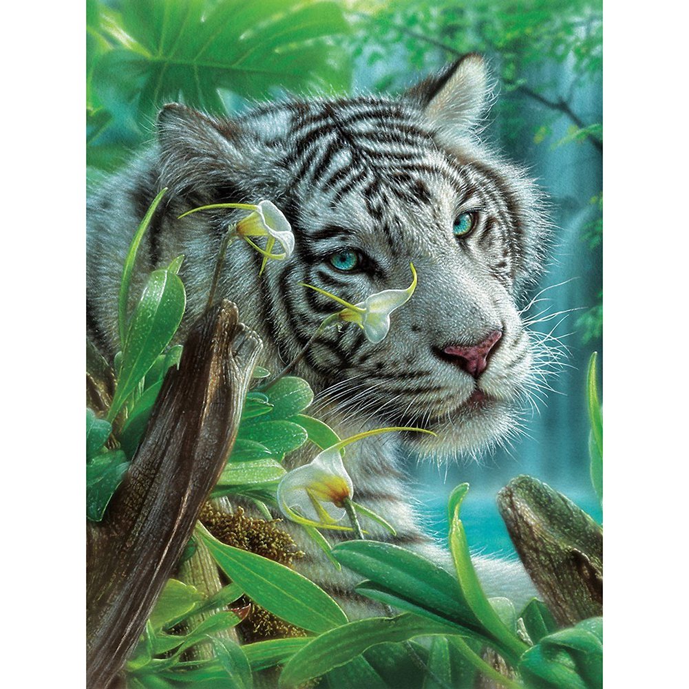 5D Diy Diamond Painting Kit Full Round Beads Bengal Tiger