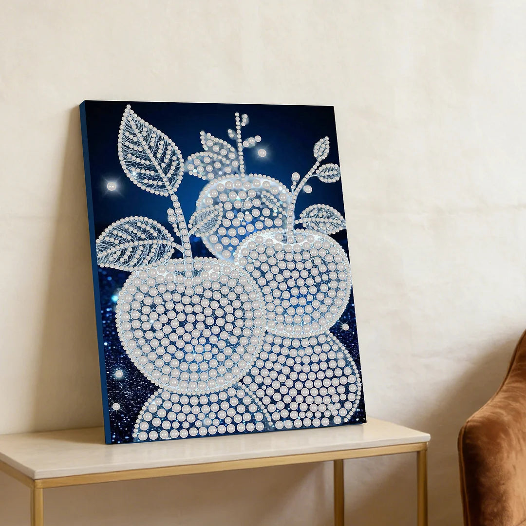 DIY Pearl Painting With Frame - Handmade Self-Adhesive Pearls - Apple (30*40cm)