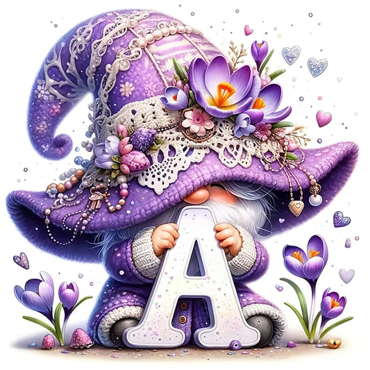 Diamond Painting - Full Round / Square - Letter A Gnome