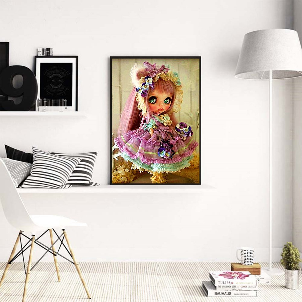 Diamond Painting - Full Round - Pink Hair Girl Doll