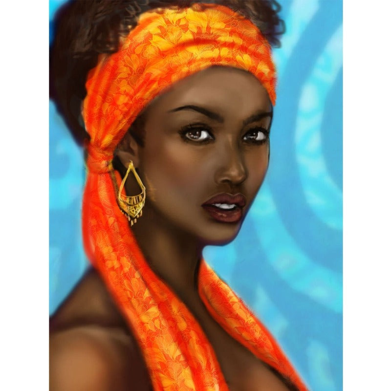 Round Beads Craft African Woman With Hair Band Parttern