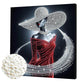 DIY Pearl Painting With Frame - Handmade Self-Adhesive Pearls - Red Dress Lady (30*30cm) B
