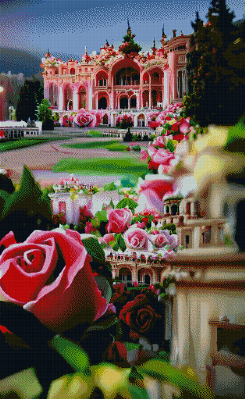 Full Round/Square Diamond Painting Kits | Rose Castle B 40x70cm 50x80cm