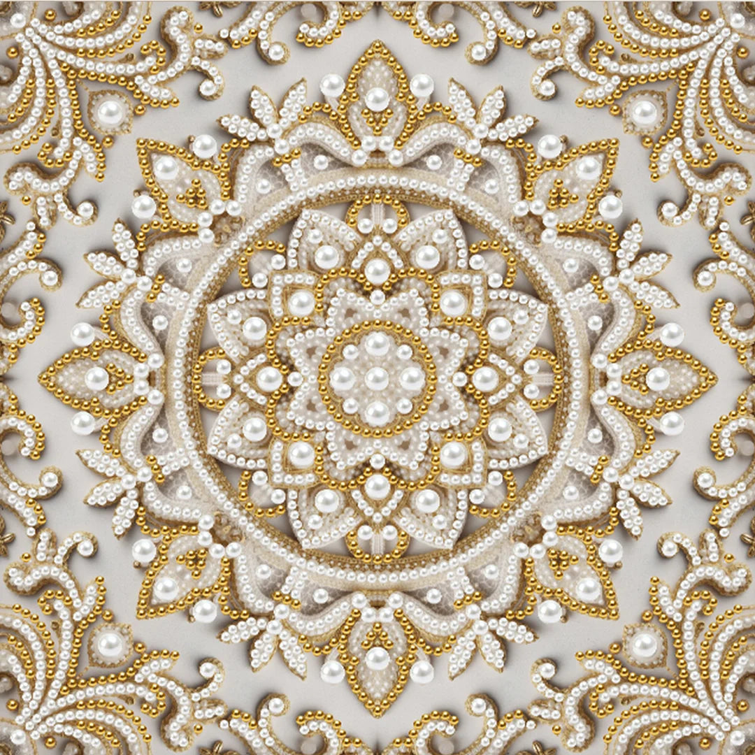 DIY Pearl Painting With Frame - Handmade Self-Adhesive Pearls - Mandala (25*25cm) E