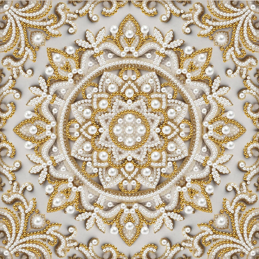 DIY Pearl Painting With Frame - Handmade Self-Adhesive Pearls - Mandala (25*25cm) E