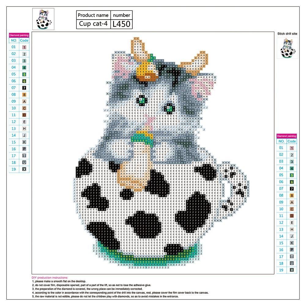 5D DIY Diamond Painting Kit - Partial Round - Cup Cat Baby