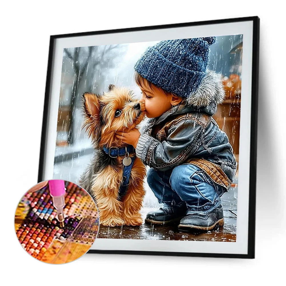 Diamond Painting - Full Round / Square - Little Boy and Dog