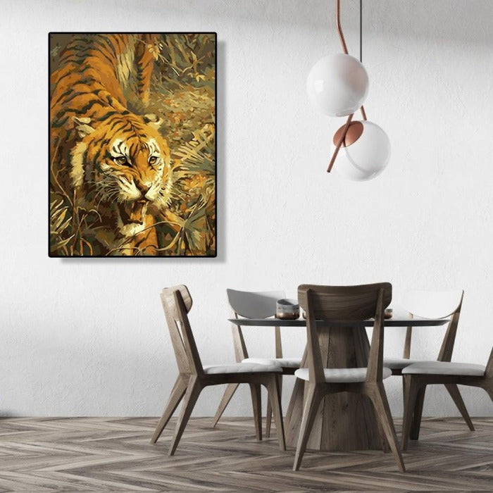 Hand Painted Artwork Frameless DIY Fierce Tiger Painting By Numbers Kit