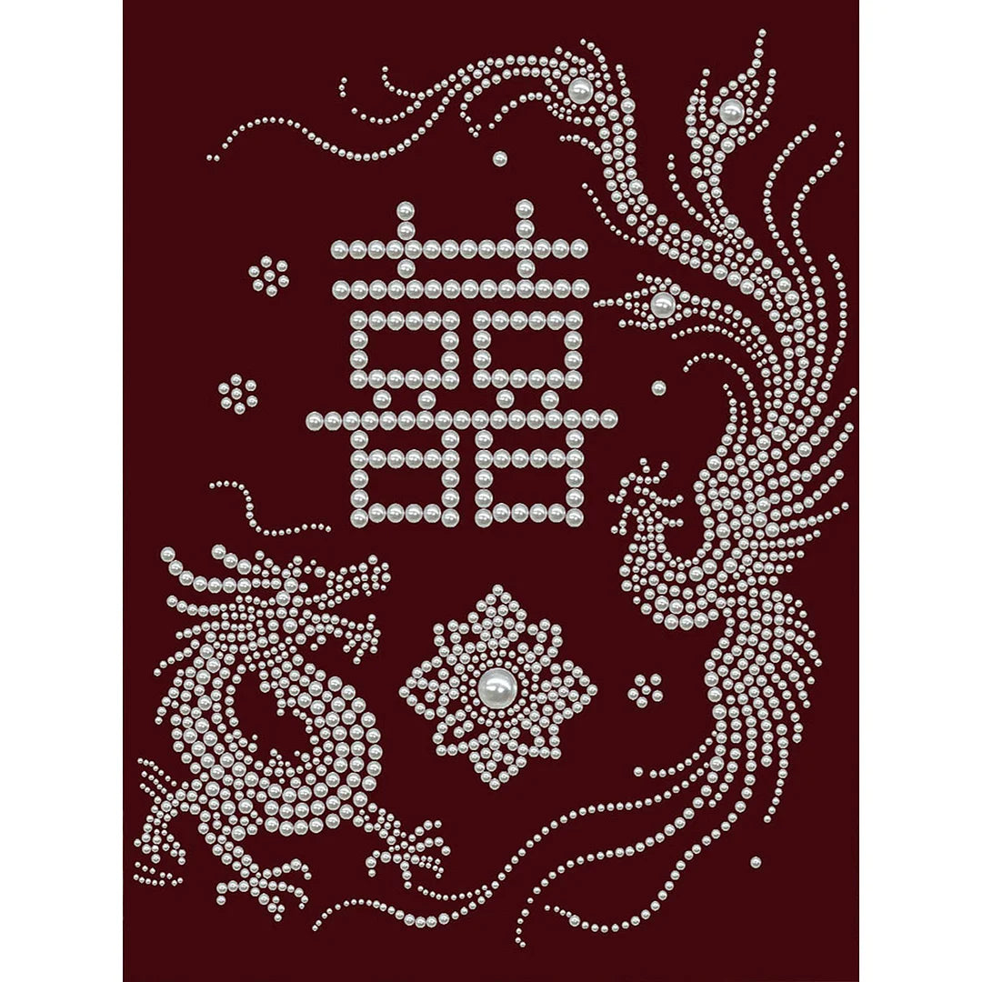 DIY Pearl Painting With Frame - Handmade Self-Adhesive Pearls - Dragon Phoenix (30*40cm)