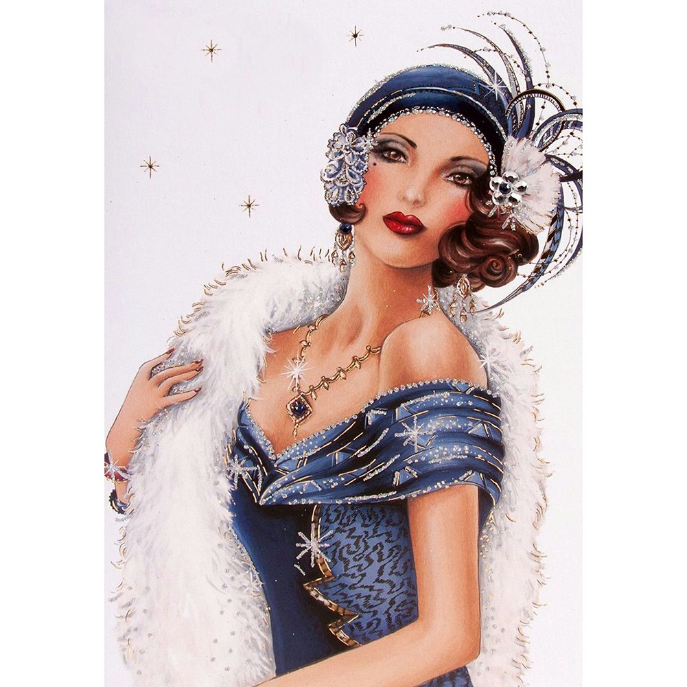 5D Diy Diamond Painting Kit Full Round Beads Fashion Lady