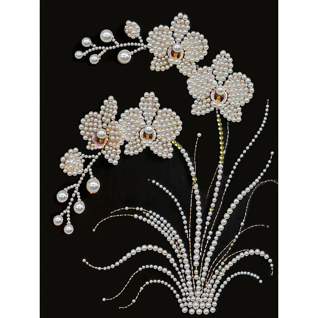 DIY Pearl Painting With Frame - Handmade Self-Adhesive Pearls - Orchid (30*40cm)
