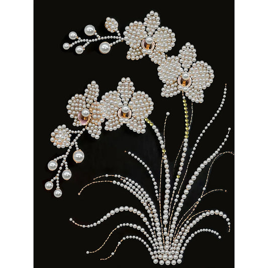 DIY Pearl Painting With Frame - Handmade Self-Adhesive Pearls - Orchid (30*40cm)