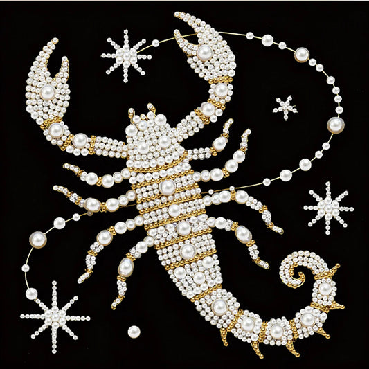 DIY Pearl Painting With Frame - Handmade Self-Adhesive Pearls - Scorpion (25*25cm) A