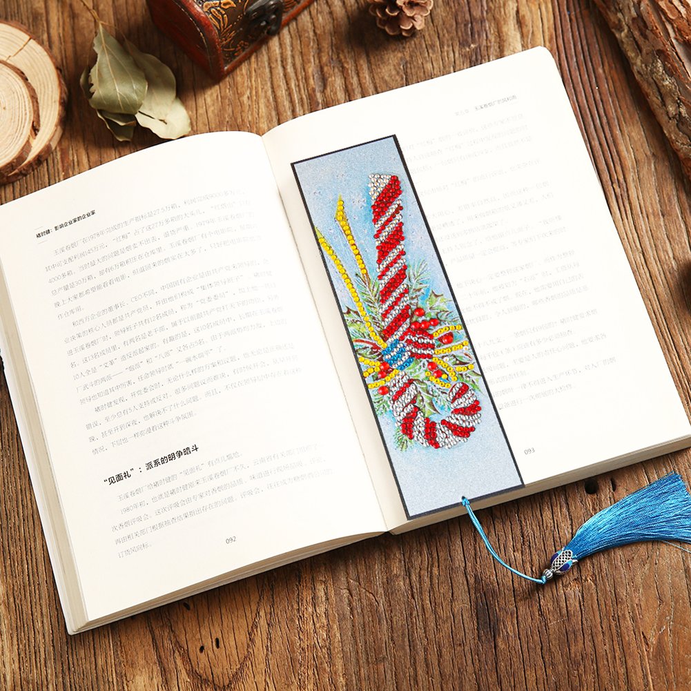 Christmas Model Diamond Painting Bookmark DIY Leather Tassel Book Marks