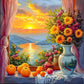 Diamond Painting - Full Round / Square - Sunset and Flower Vase