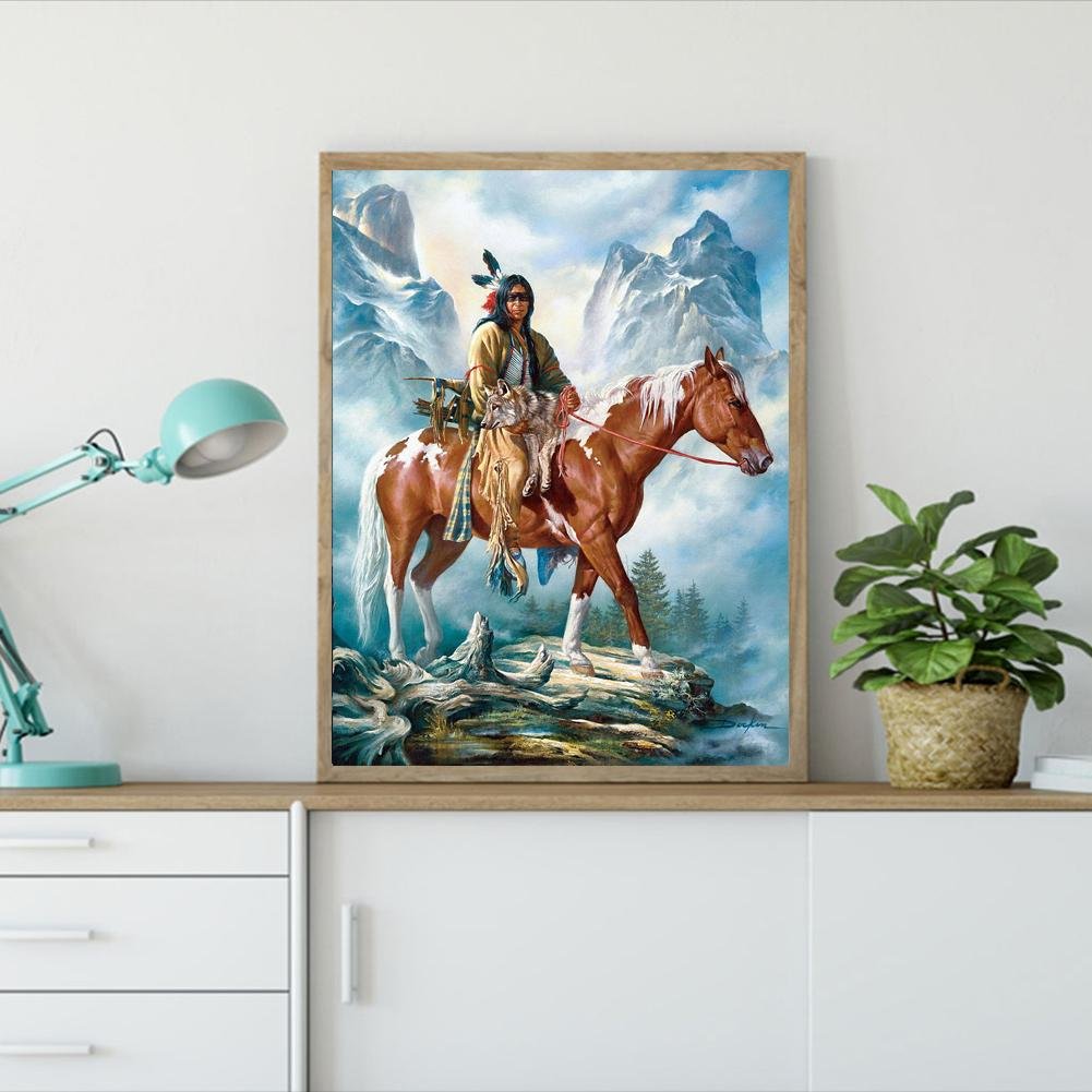 Diamond Painting - Full Round - Riding Indian