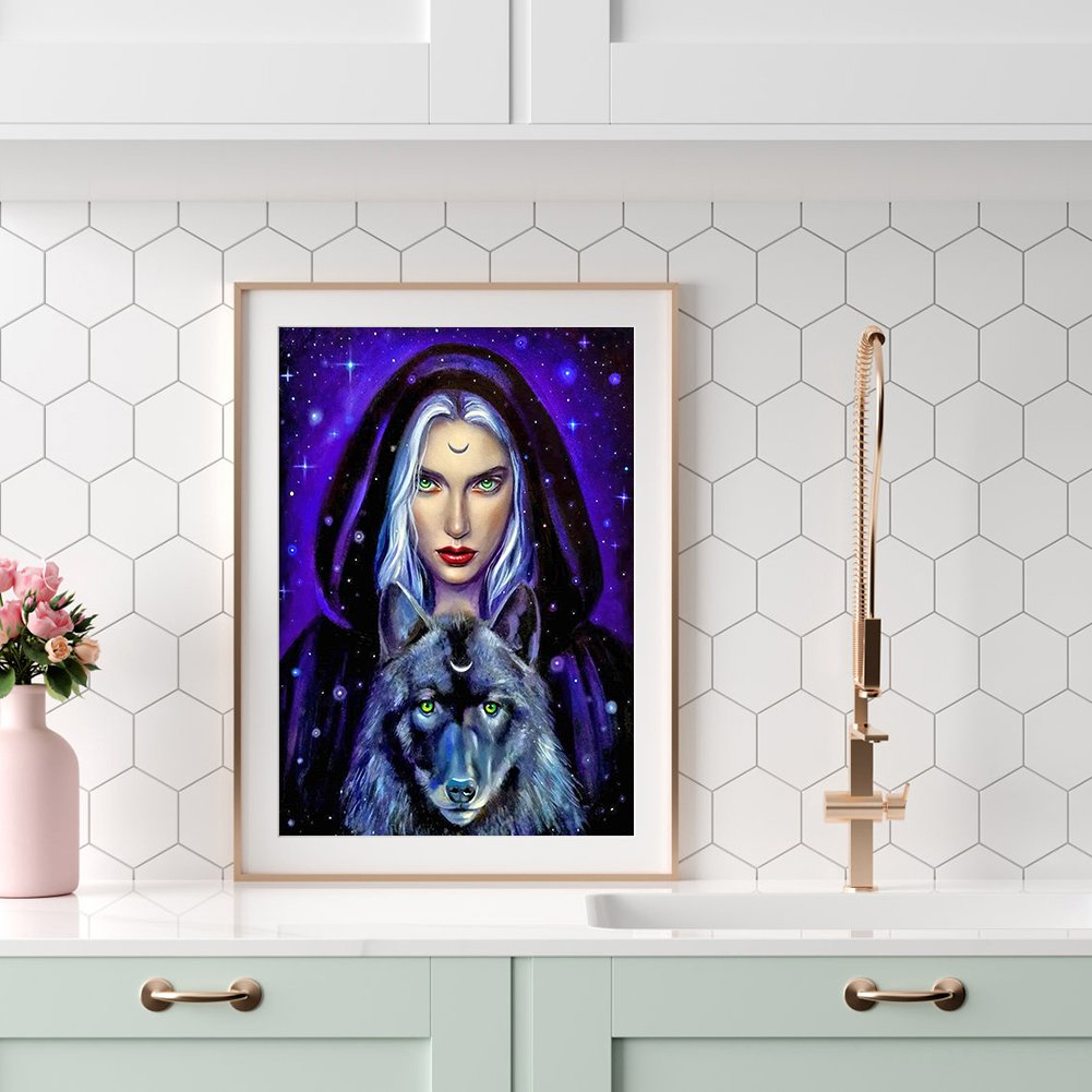 Diamond Painting - Full Round - Witch and Wolf